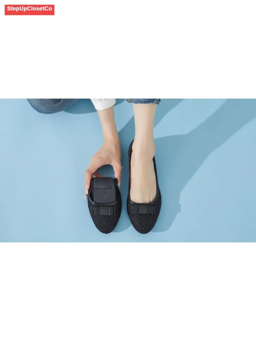 Lace Ballet Flats with Memory Foam Insole - Comfortable Slip On Dress Shoes for